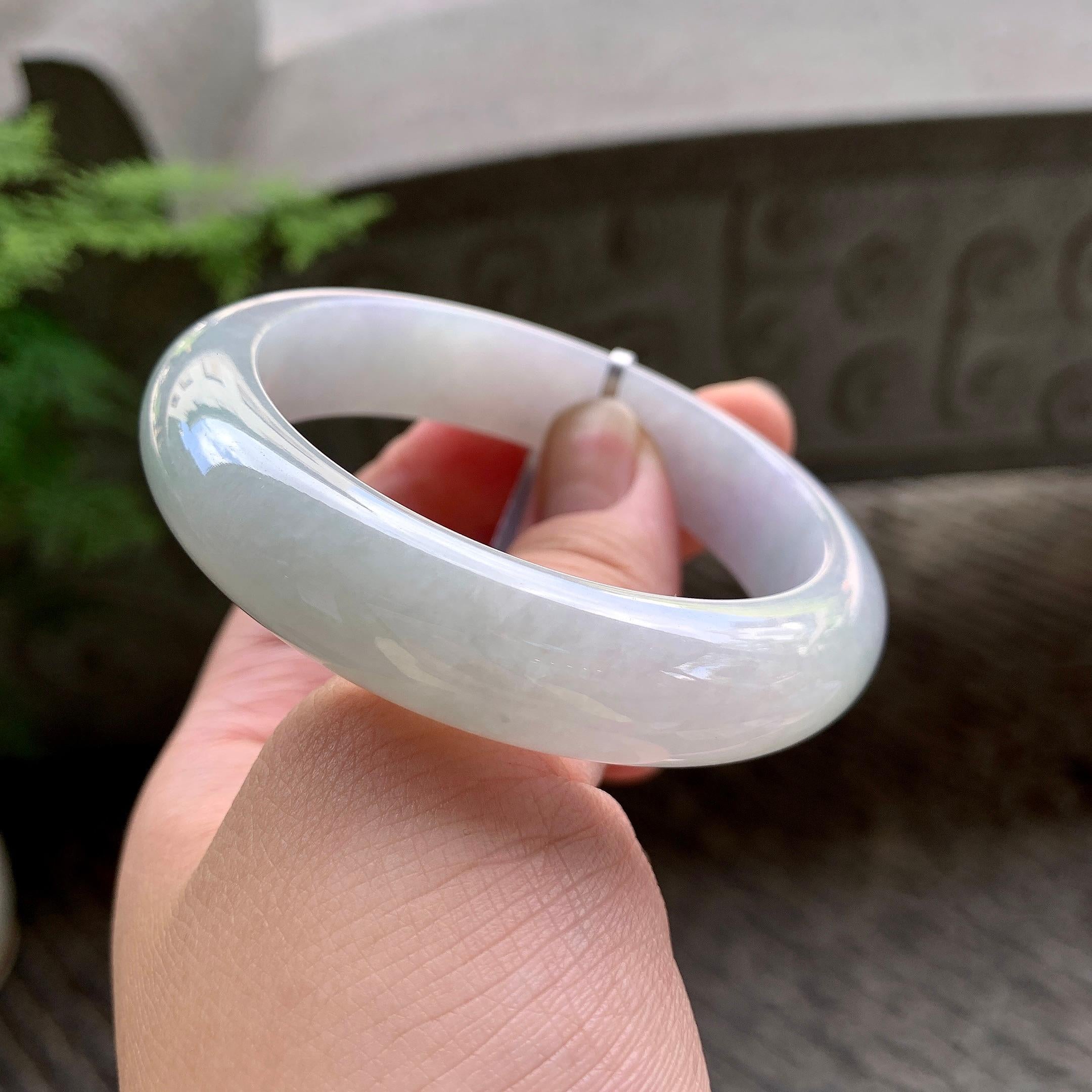 糯种淡粉底平安镯（54.2mm）（yc202349）