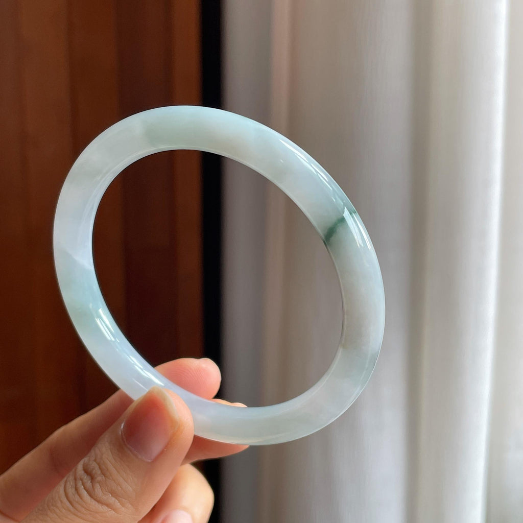 糯冰飘花翡翠圆条手镯（61mm）（yc343359）