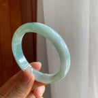 糯冰飘花翡翠平安镯（58mm)（yc313932）