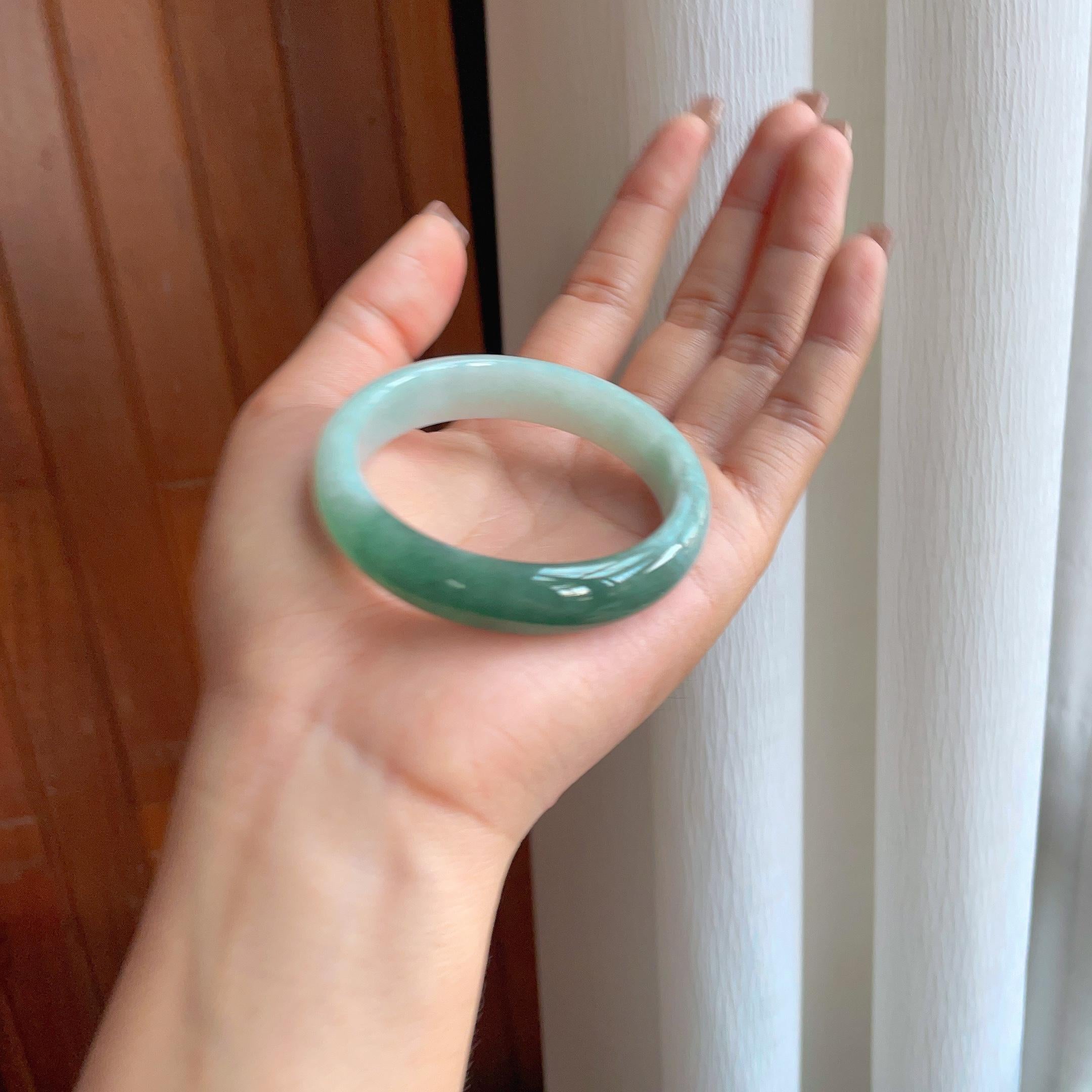 糯冰半山半水翡翠平安镯（51mm）（yc366990）