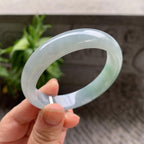 细糯种飘蓝花正圈平安镯55.5圈口 天然缅甸A货翡翠（yc332531）