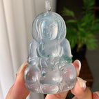 18k金钻镶冰种飘花观音挂件（yc246707）