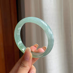 糯冰蓝晴飘黄翡翠平安镯（56.3mm)（yc417009）