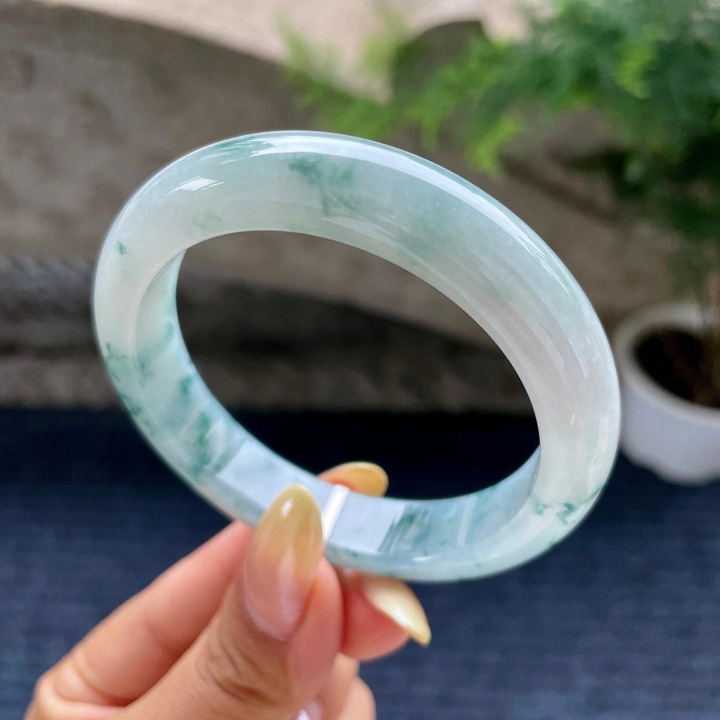 细糯种飘花正圈平安镯54.6圈 天然缅甸A货翡翠（yc489153）