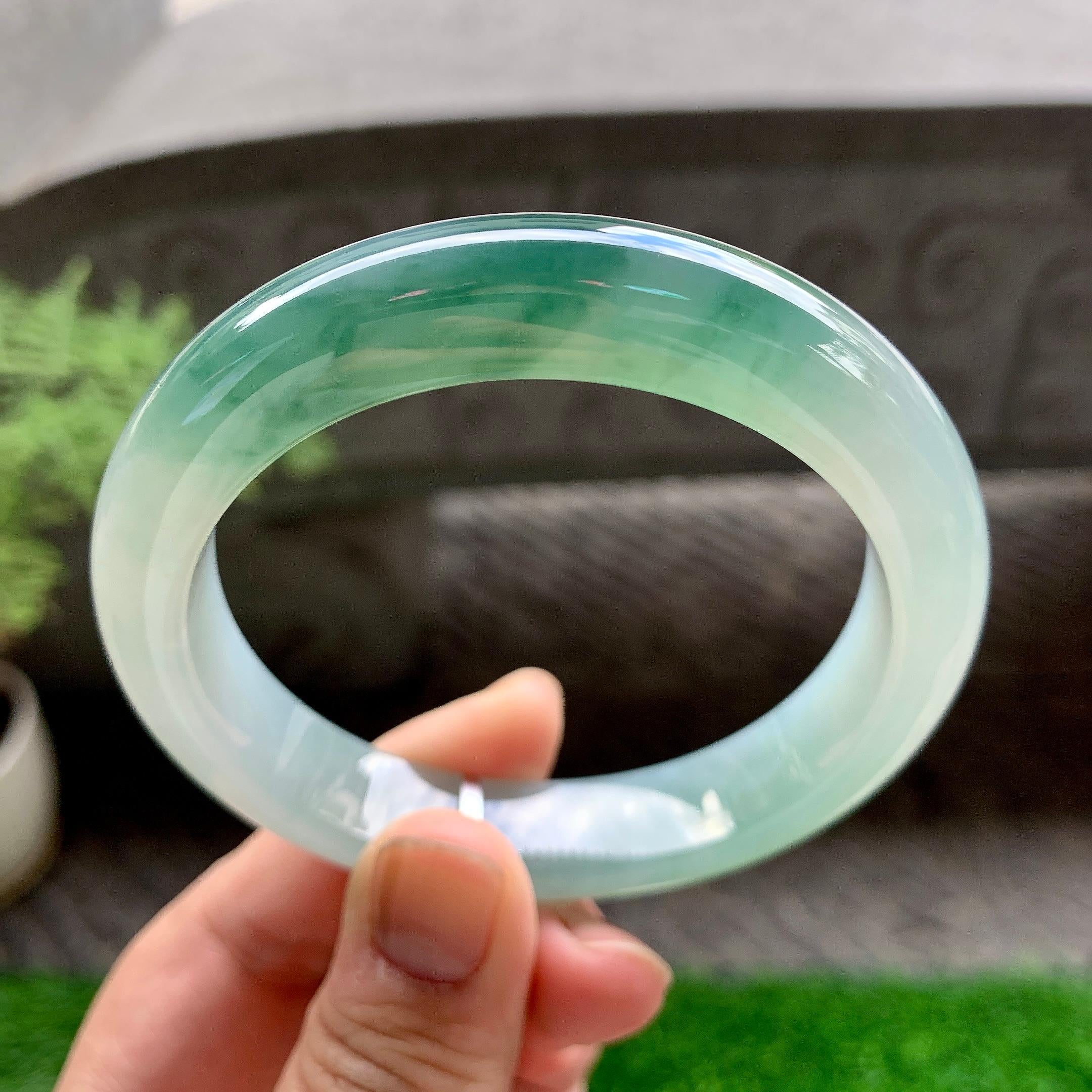 糯冰种飘花平安镯（58.2mm）（yc231097）