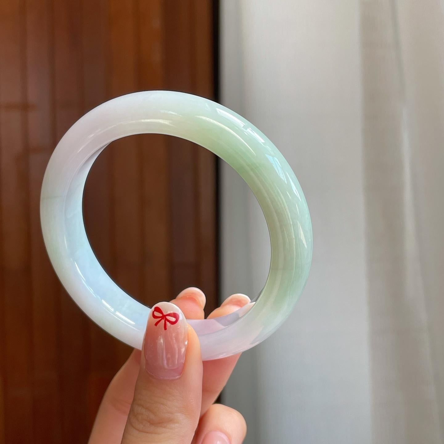 糯冰淡春彩翡翠平安镯（54.5mm）（yc318582）