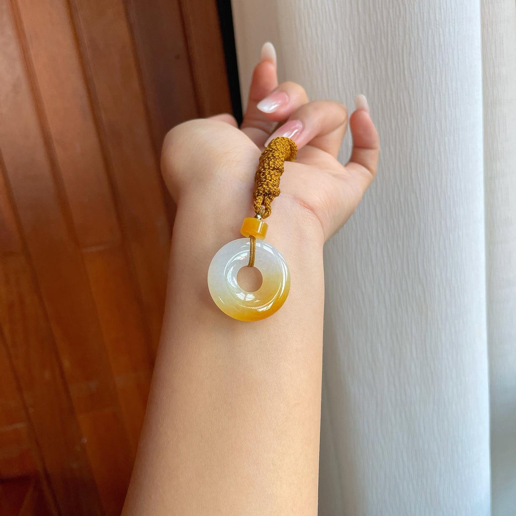 糯冰黄翡翡翠平安扣（yc269031）