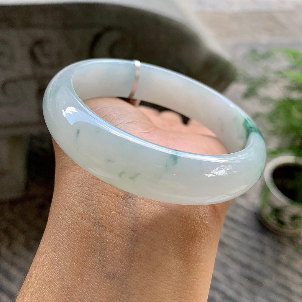 细糯种飘绿宽版轮胎手镯（60.2mm）（yc202359）