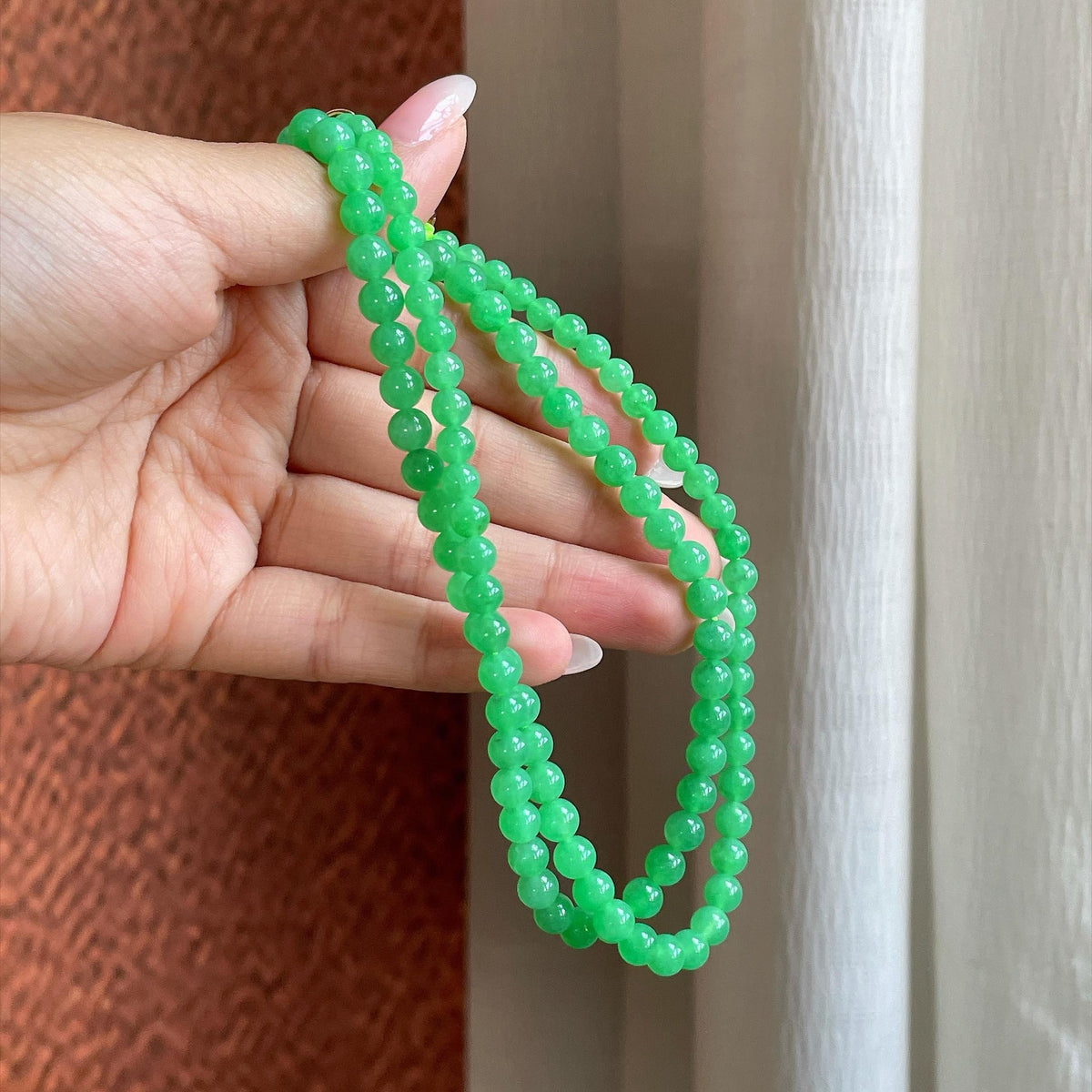 糯冰满绿珠串项链（yc727890）