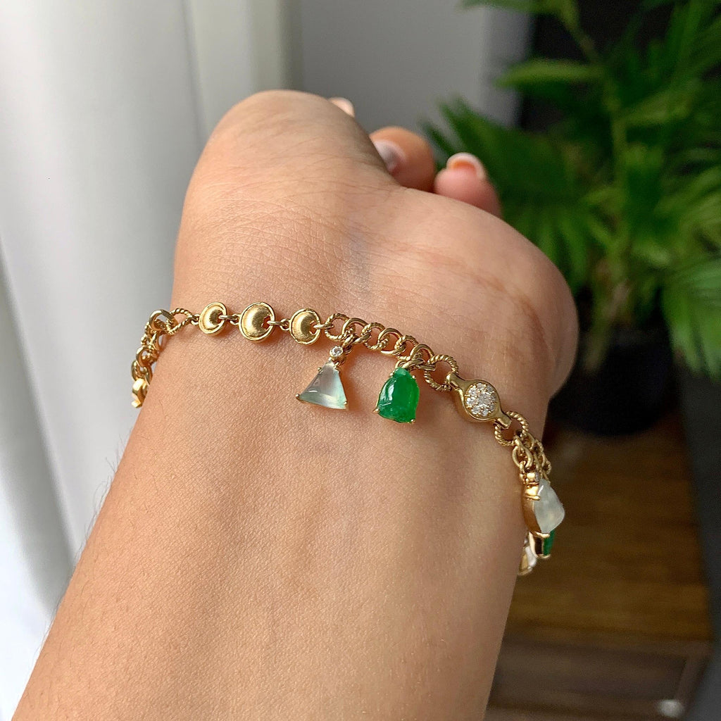 18k金冰种多彩莲蓬手链（yc229234）