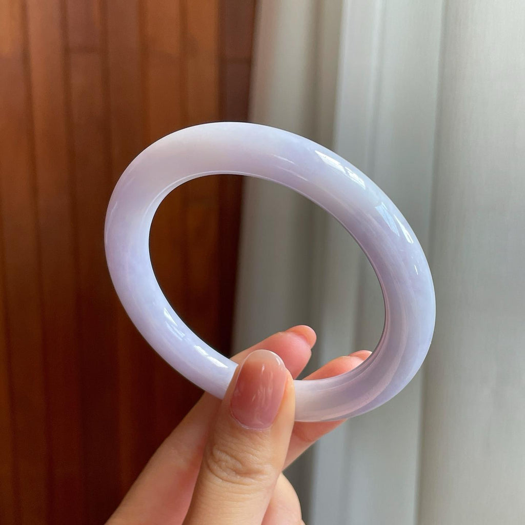 糯冰紫罗兰翡翠圆条手镯（56.5mm)（yc323239）