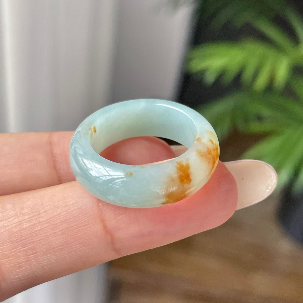 细糯种晴底飘红翡指环    天然缅甸A货翡翠（yc421328）