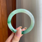 糯冰飘花翡翠圆条手镯（53.5mm)（yc416490）