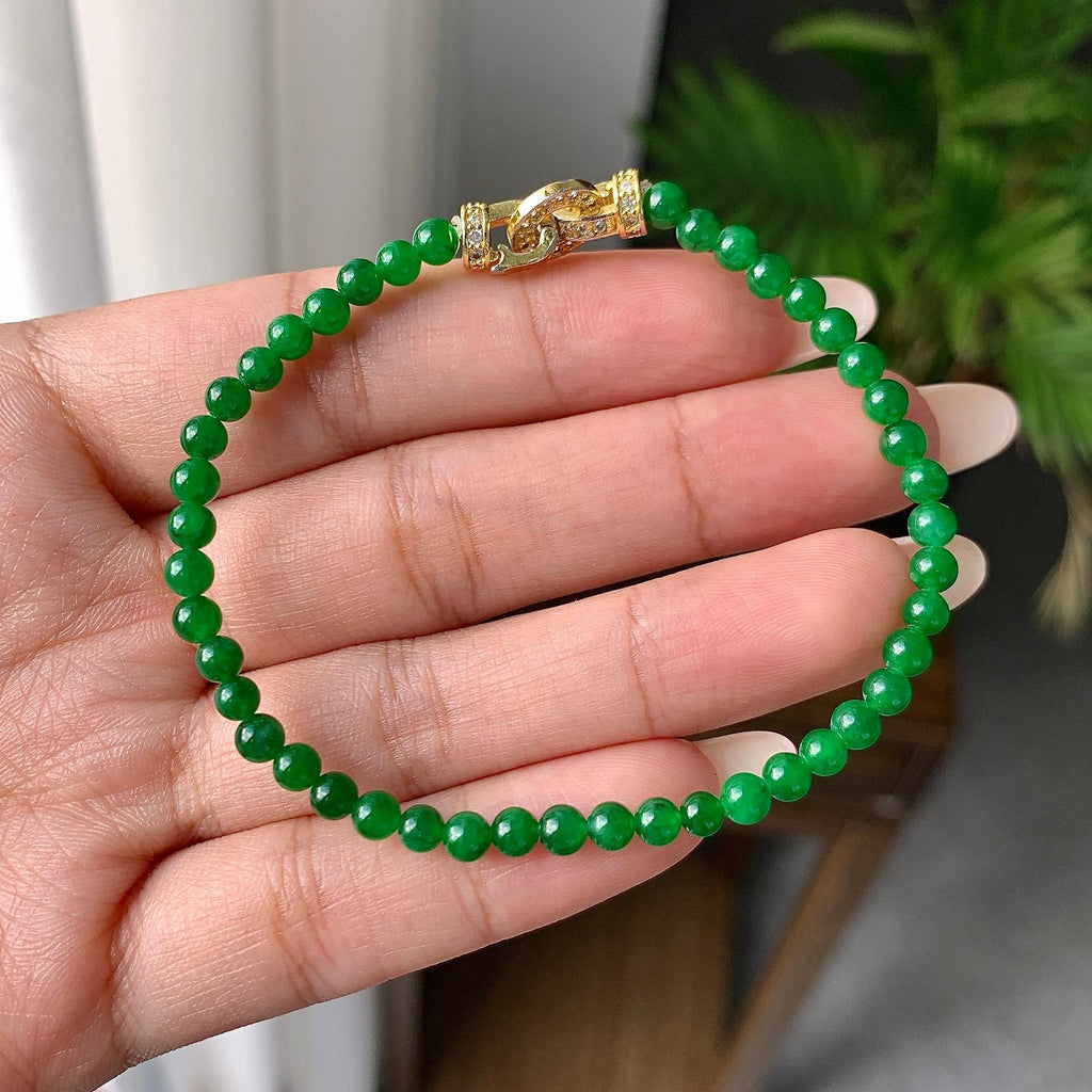 糯冰种满绿小米珠手链（yc202328）