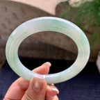 细糯种飘绿花圆条手镯 57.7圈口 天然缅甸A货翡翠（yc376073）