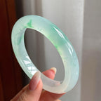 冰种飘绿花翡翠平安镯（56mm）（yc206754）