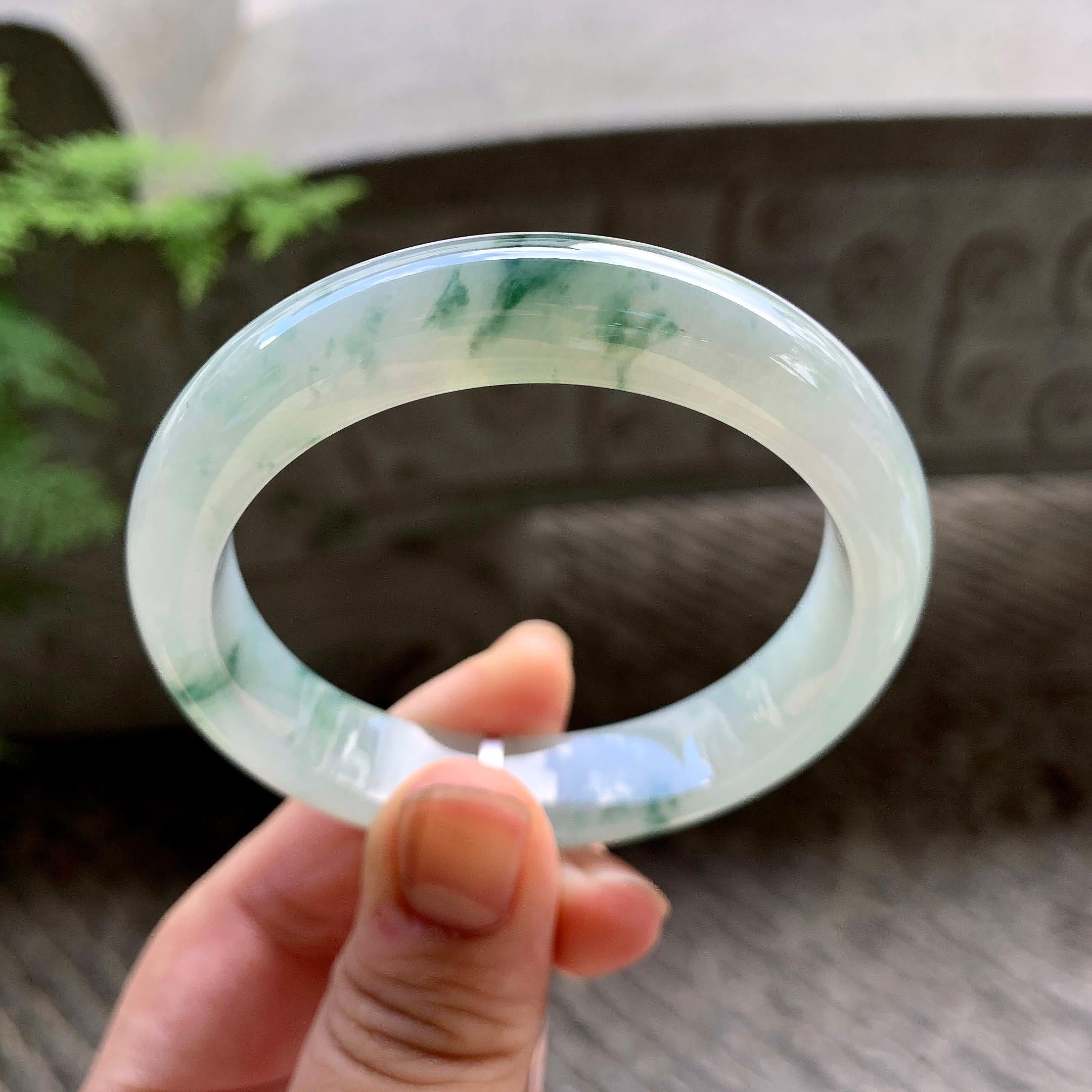细糯种飘花平安镯（54mm）（yc202363）