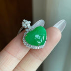 18k金钻镶糯冰满绿翡翠爱心吊坠（yc270308）