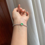 18k金镶冰种翠绿翡翠平安扣（yc253255）