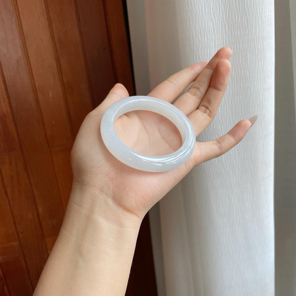 糯冰无色翡翠平安镯（53.7mm）（yc311406）