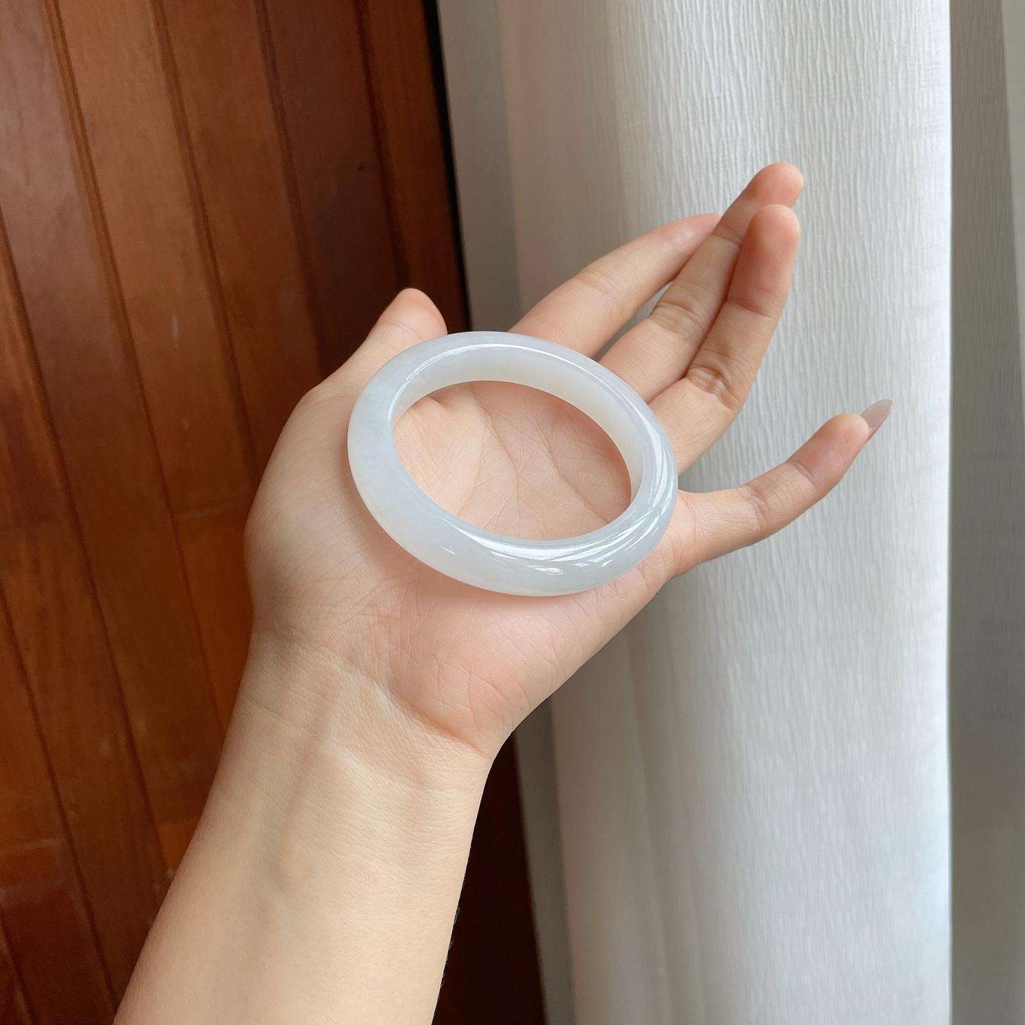 糯冰无色翡翠平安镯（53.7mm）（yc311406）