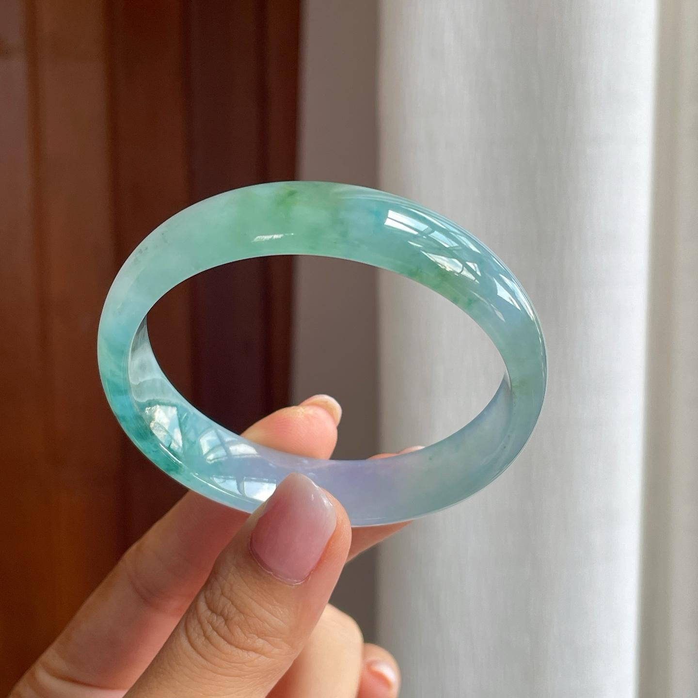 冰种飘花宽版翡翠贵妃镯（58mm)（yc382827）