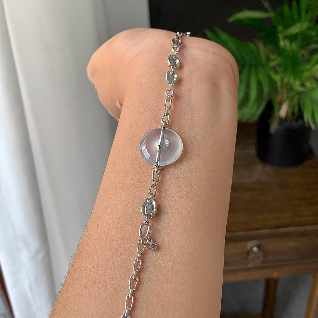 18k金冰种无色平安扣手链（yc231060）