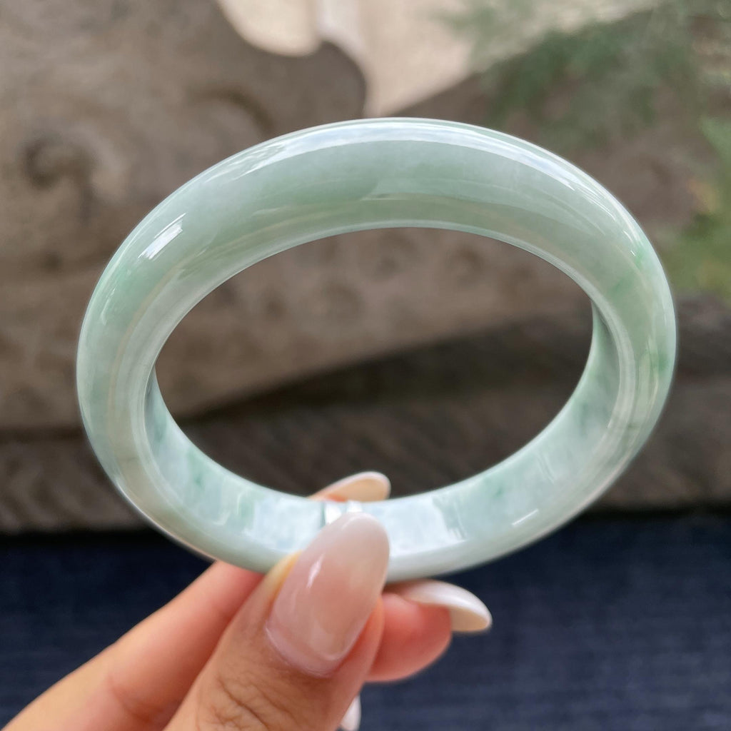 细糯种飘花正圈平安镯57.1圈     天然缅甸A货翡翠（yc421209）