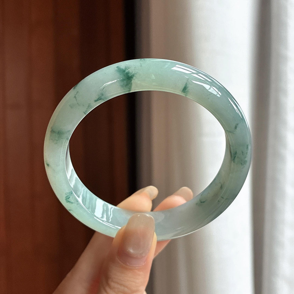 细糯种飘花正圈平安镯 57圈 天然缅甸A货翡翠（yc463307）