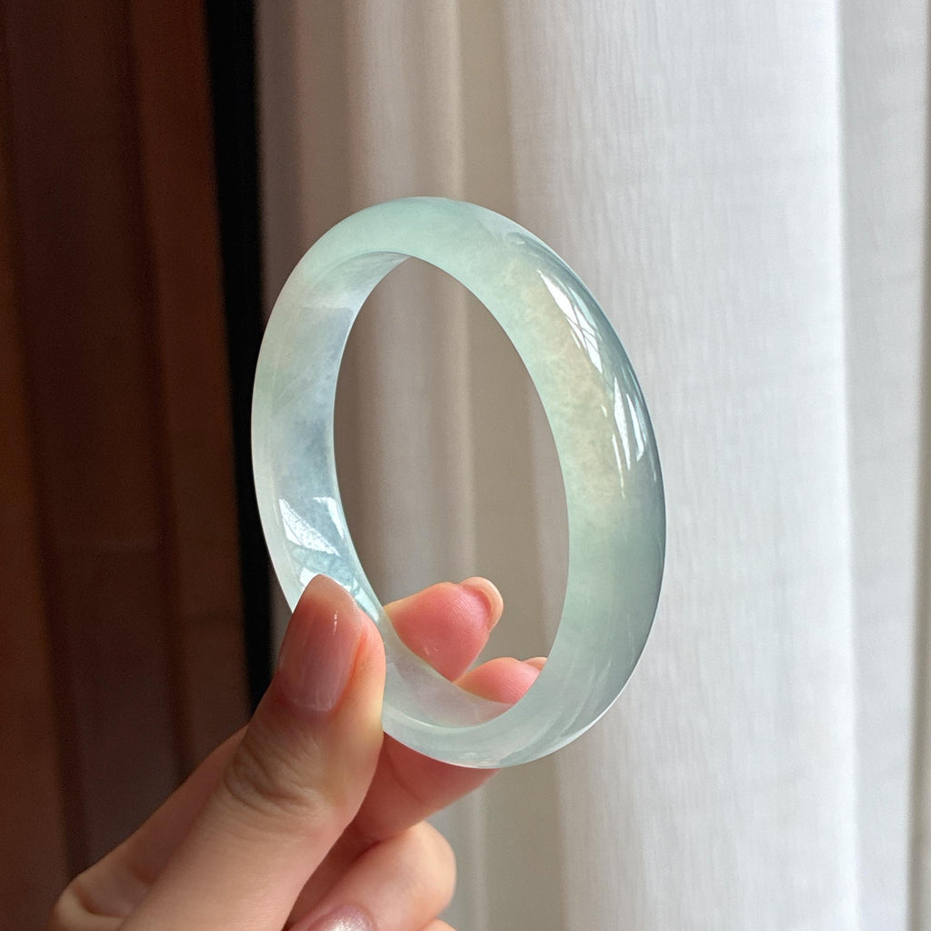 冰种晴底翡翠平安镯（57.4mm)（yc424323）