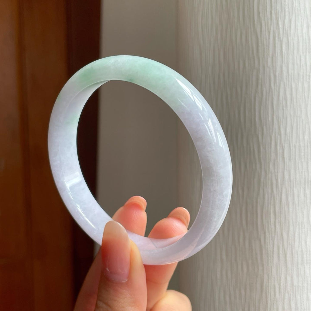 糯冰淡春底翡翠平安镯（58mm)（yc347290）