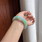 糯冰春带彩正圈平安镯 57圈 天然缅甸A货翡翠（yc455568）