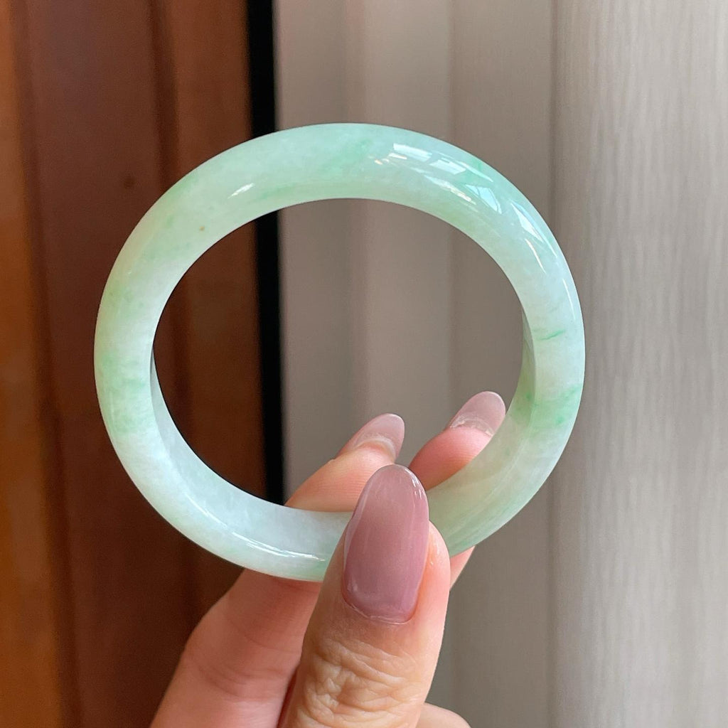 糯冰晴底飘花翡翠平安镯（55mm）（yc289666）