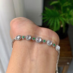 18k金钻镶冰种无色蛋面手链（yc215981）