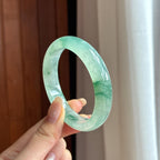糯冰飘花正圈平安镯 55圈 天然缅甸A货翡翠（yc453914）