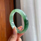 糯冰飘花翡翠平安镯（56.2mm)（yc406303）