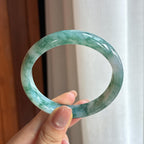 糯冰飘花翡翠平安镯（57.4mm)（yc424340）