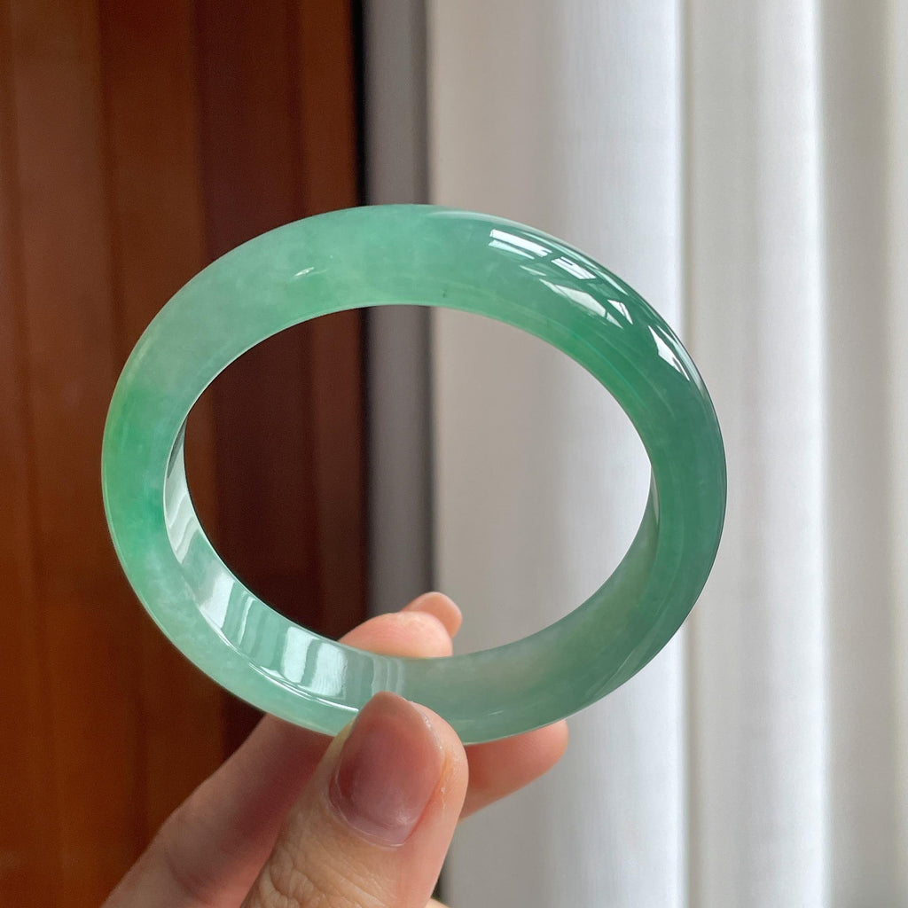 冰种湖水绿翡翠平安镯（54mm）（yc286524）