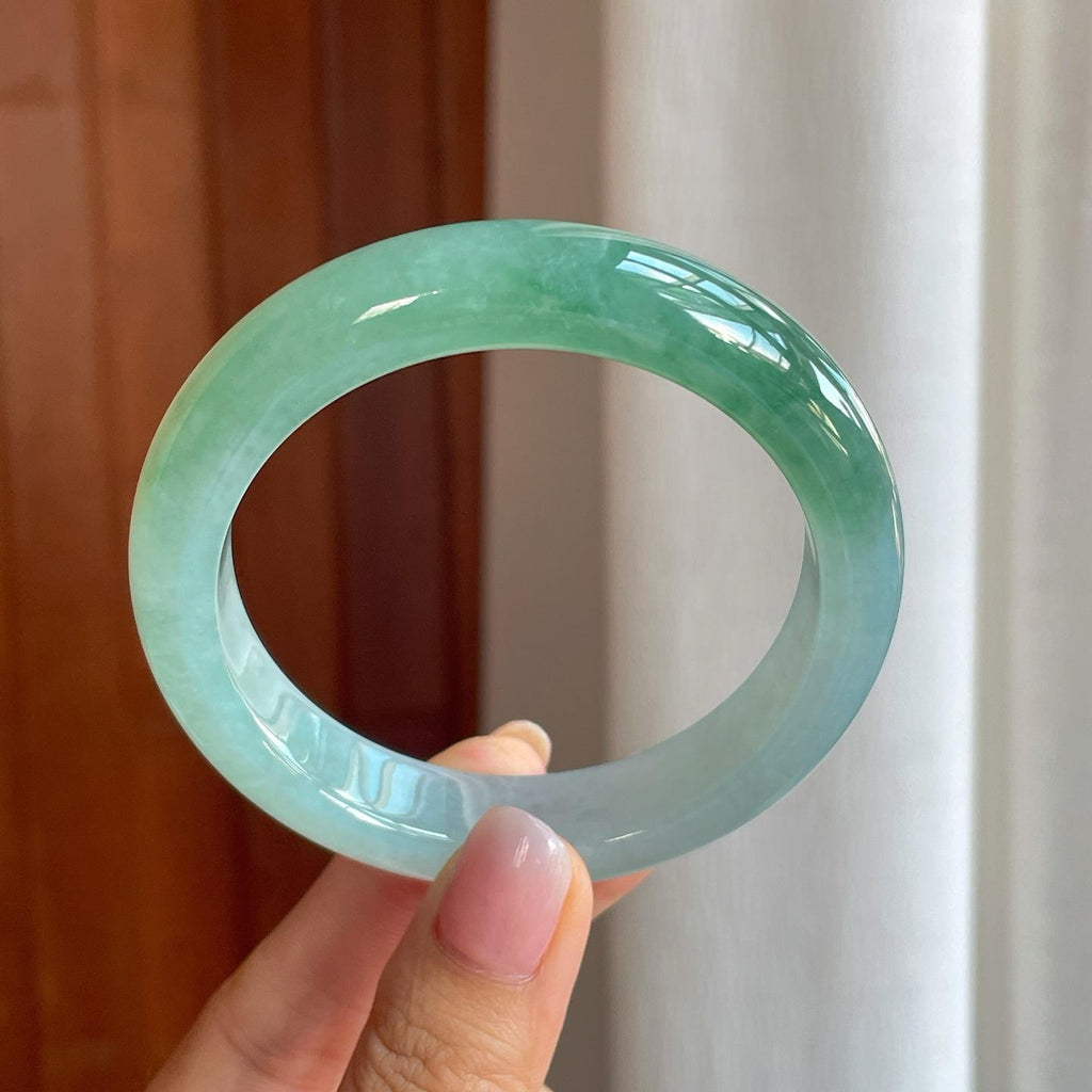 糯冰半山半水翡翠平安镯（59mm)（yc380050）