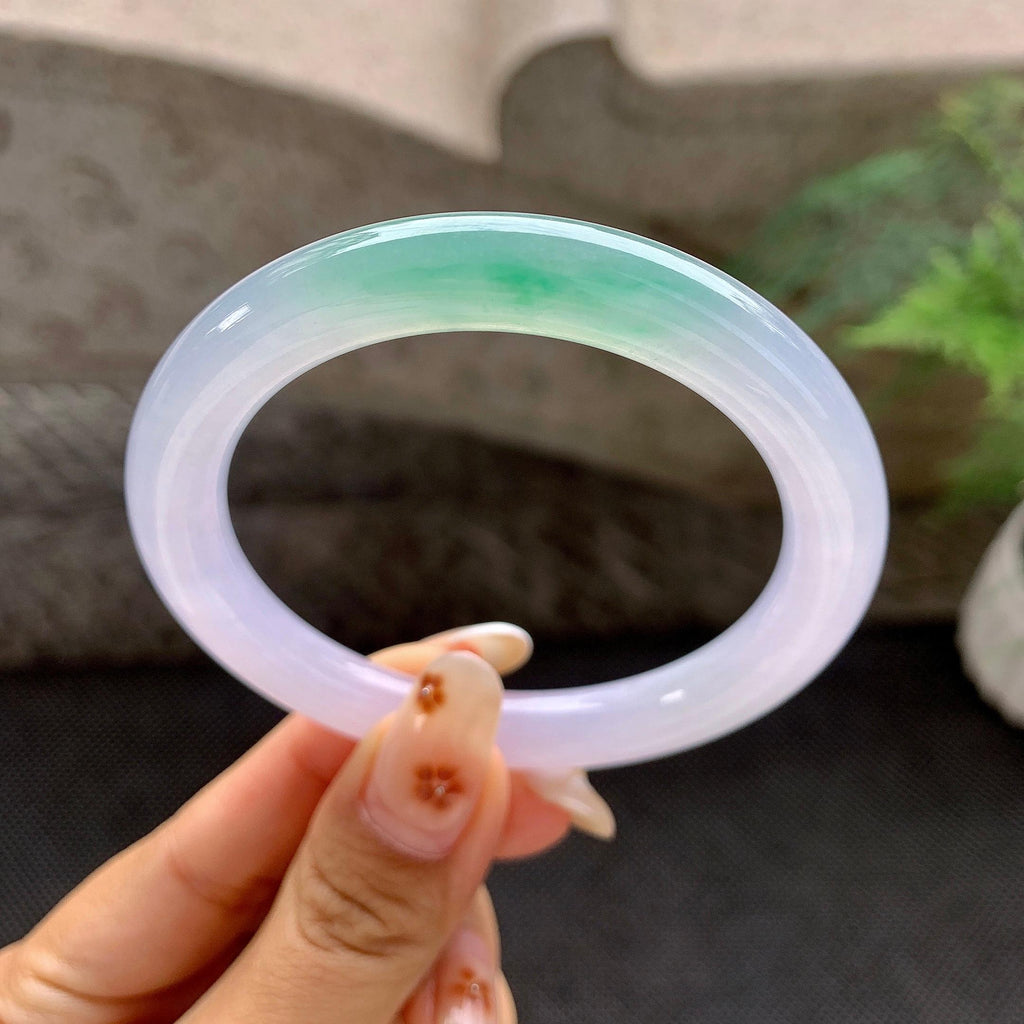 糯冰种春彩圆条手镯（54.2mm）（yc272778）