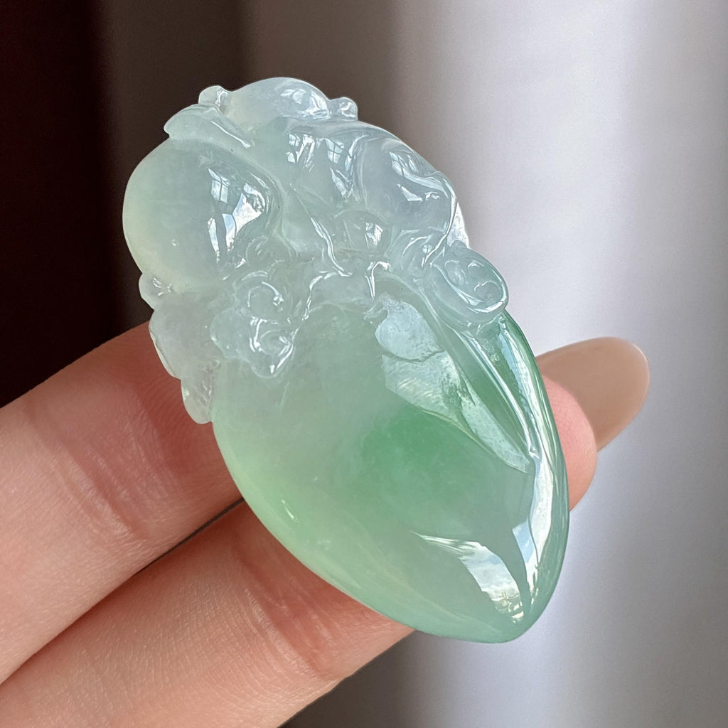 糯冰飘绿花灵猴仙桃挂件（yc750960）