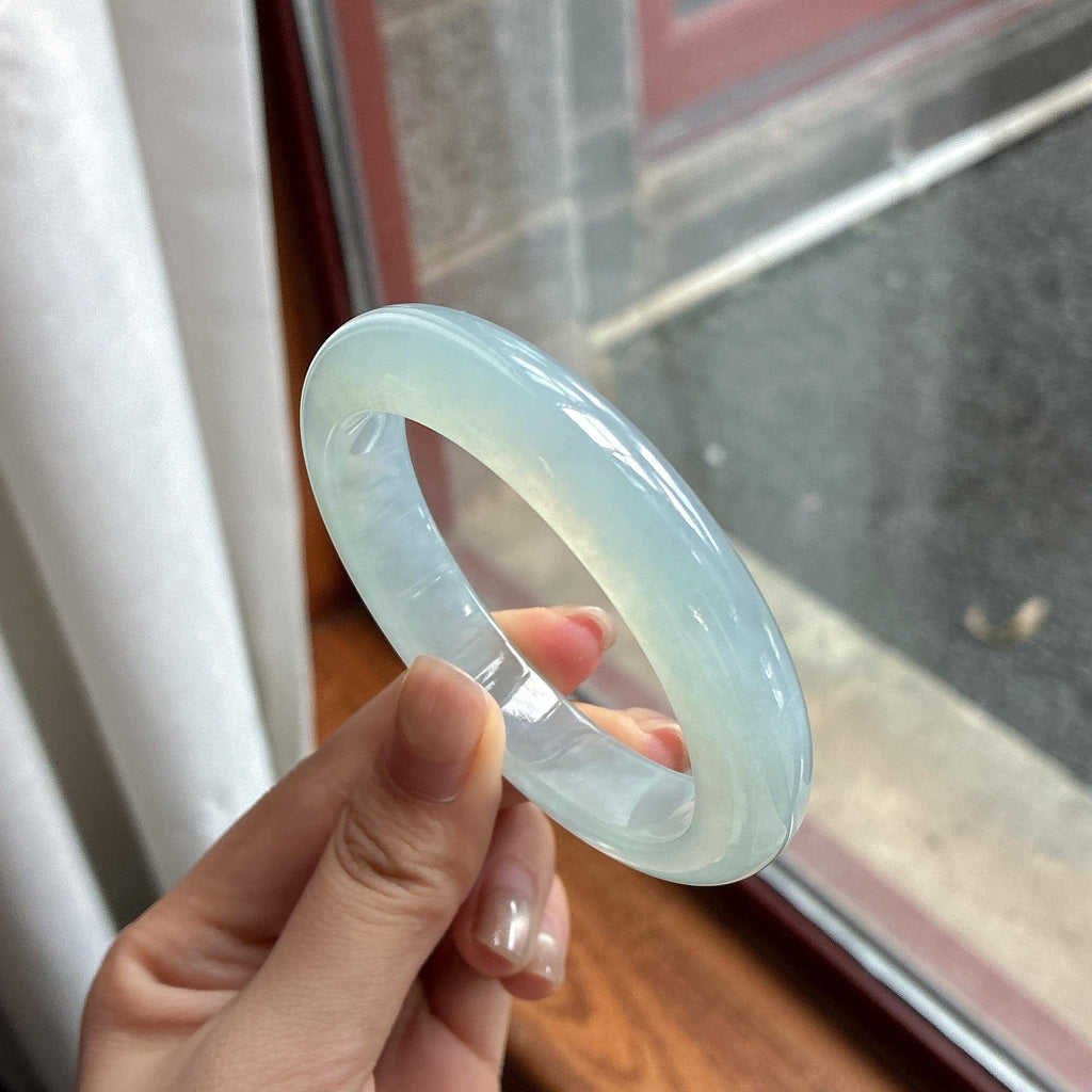 冰种晴底正圈平安镯 55圈 天然缅甸A货翡翠（yc485496）
