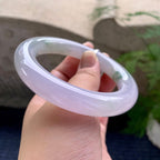细糯种淡粉底飘花圆条手镯（59mm）