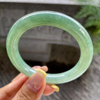细糯种油青色圆条手镯55.5圈            天然缅甸A货翡翠（yc389232）