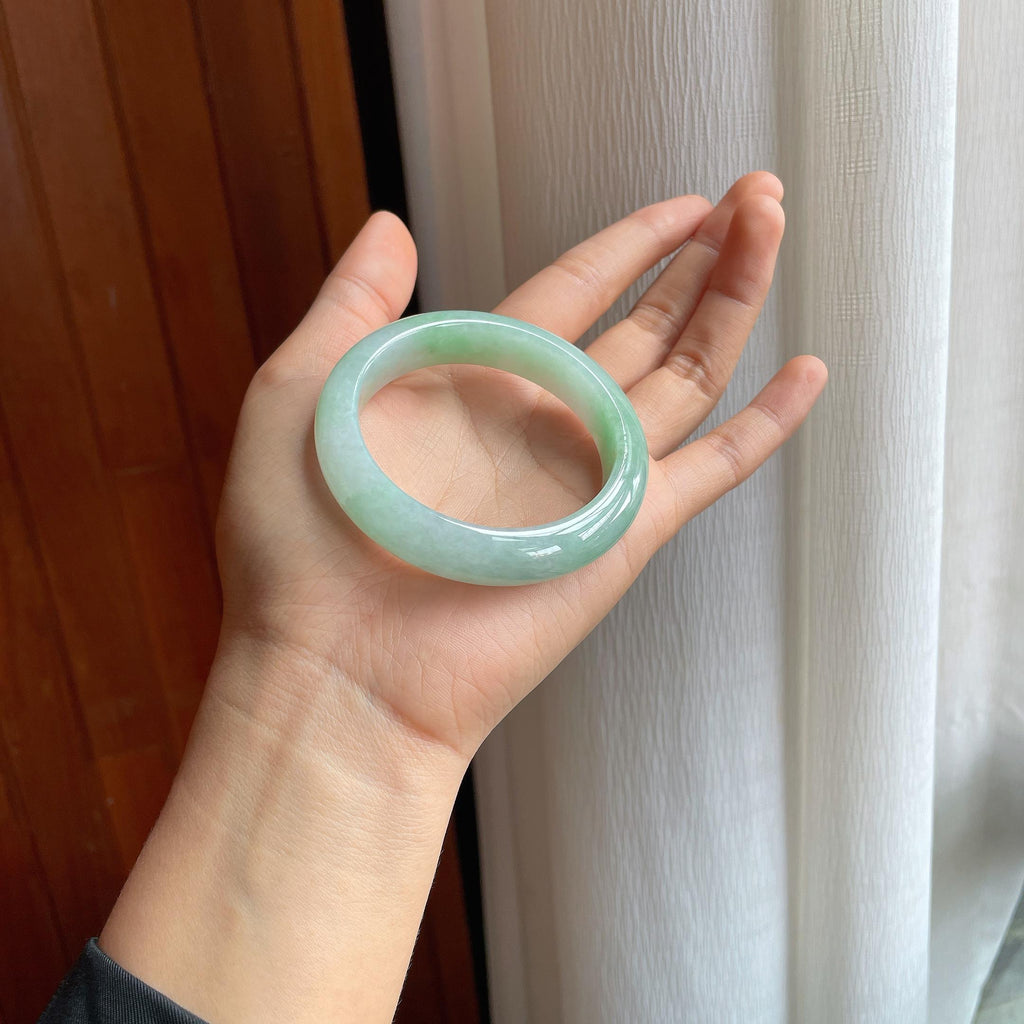 糯冰果绿翡翠平安镯（53mm）（yc343363）