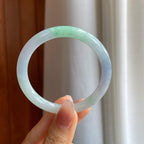 糯冰春带彩翡翠圆条手镯（53.5mm）（yc318676）