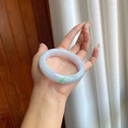 糯冰带色翡翠平安镯（56.5mm）（yc264148）