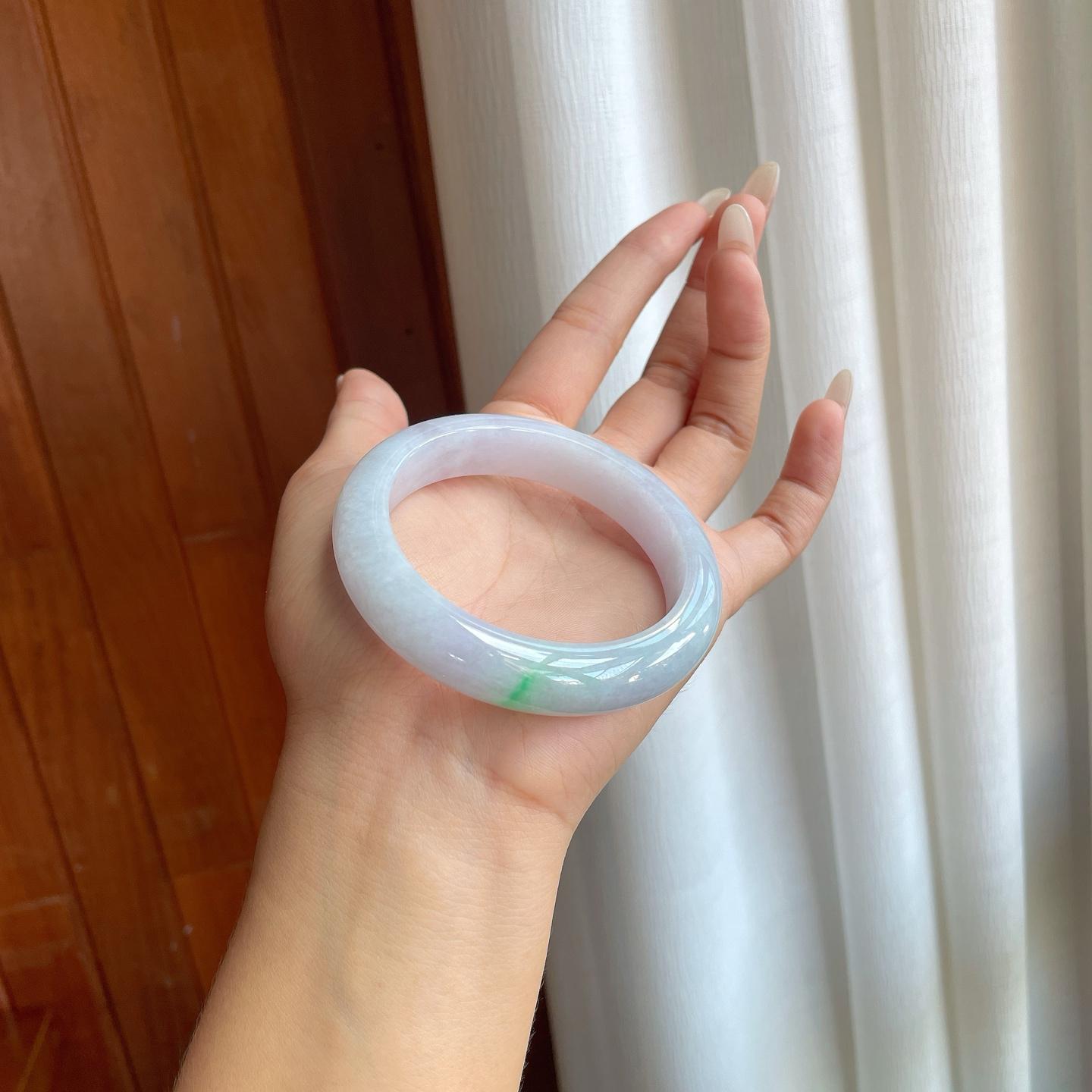 糯冰带色翡翠平安镯（56.5mm）（yc264148）