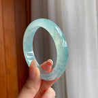 冰种飘花翡翠平安镯（53mm)（yc414709）