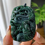 细糯种墨翠龙牌挂件（yc215127）